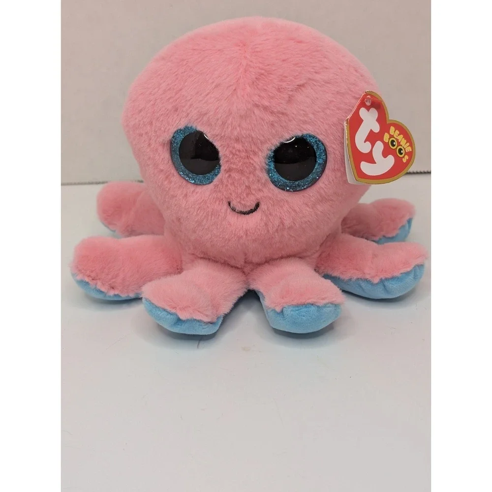 TY Beanie Boos Pink Octopus Plush Stuffed Animal Blue Eyes 6